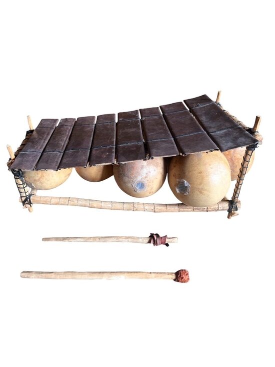 Hand built Other - African Gourd Resonator Metallophone Metal Keys Wooden Frame 1950-1975